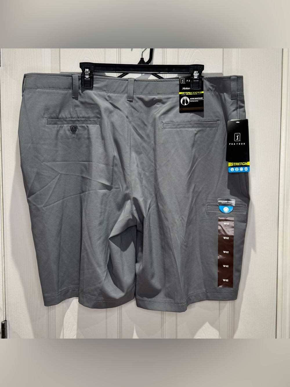 NEW PGA Tour Athletic Golf Shorts Men's 42 Motionflux Stretch Grey - Picture 2 of 10